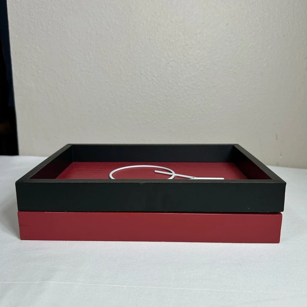 2 Set JOY NOEL Red Bkack White Wood Metal Modern Minimalist‎ Wall Shadow Box Art